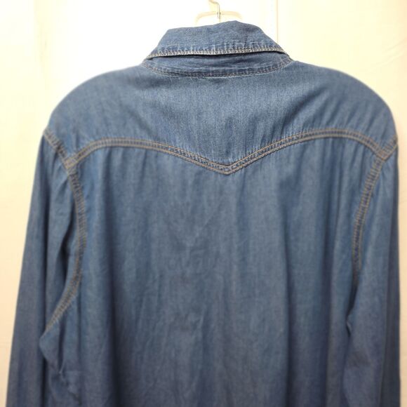 Seven for All Mankind Womens Denim Shirt Embellished Long Slv Snap Front 22/24 - Picture 7 of 15